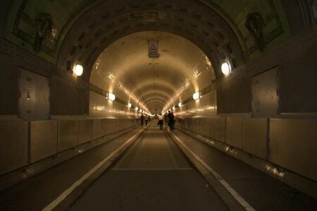 Underground tunnel system showing the type of infrastructure used for pneumatic waste networks