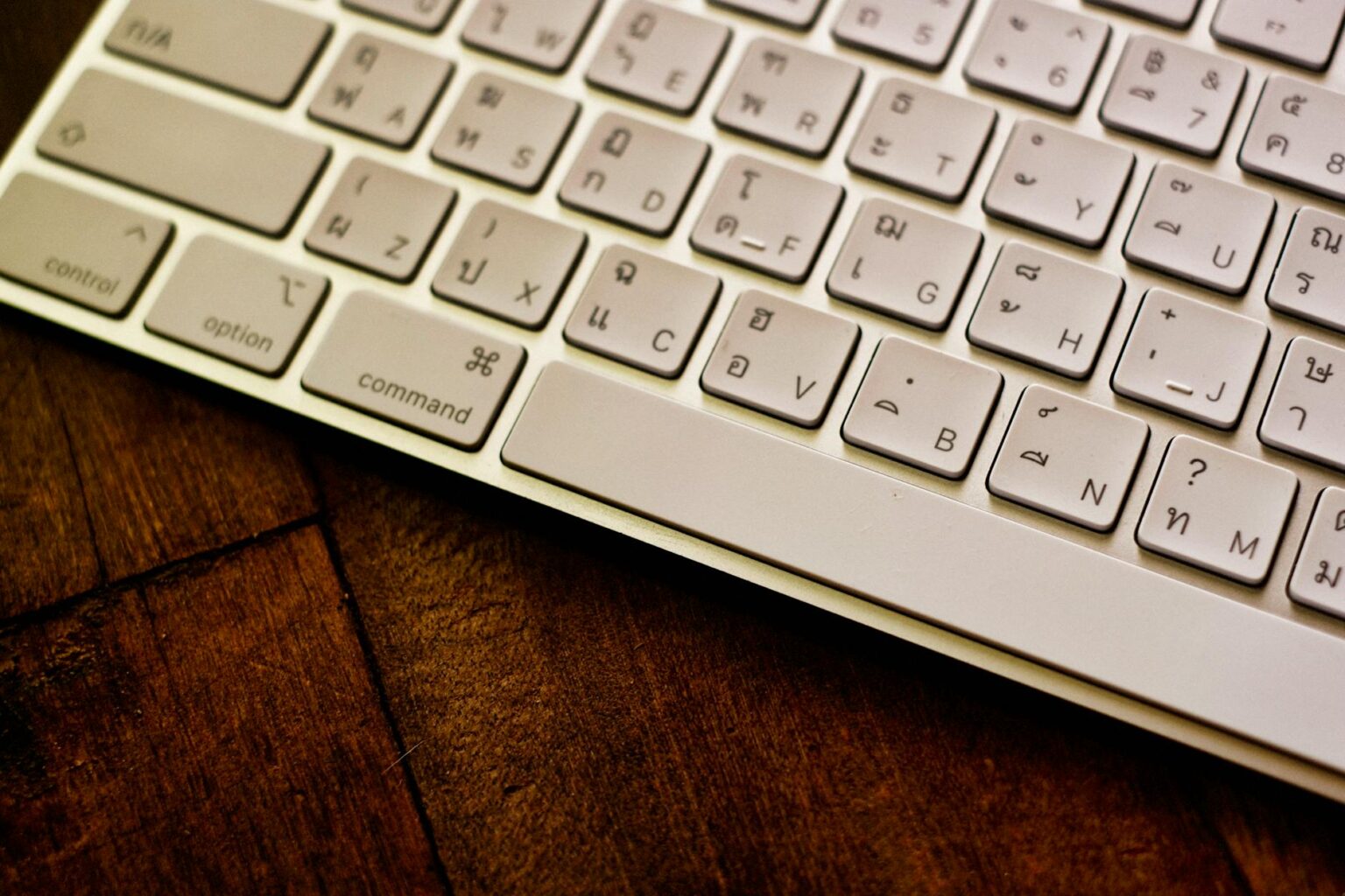 Close-up view of mechanical keyboard switches and keycaps showing individual key construction