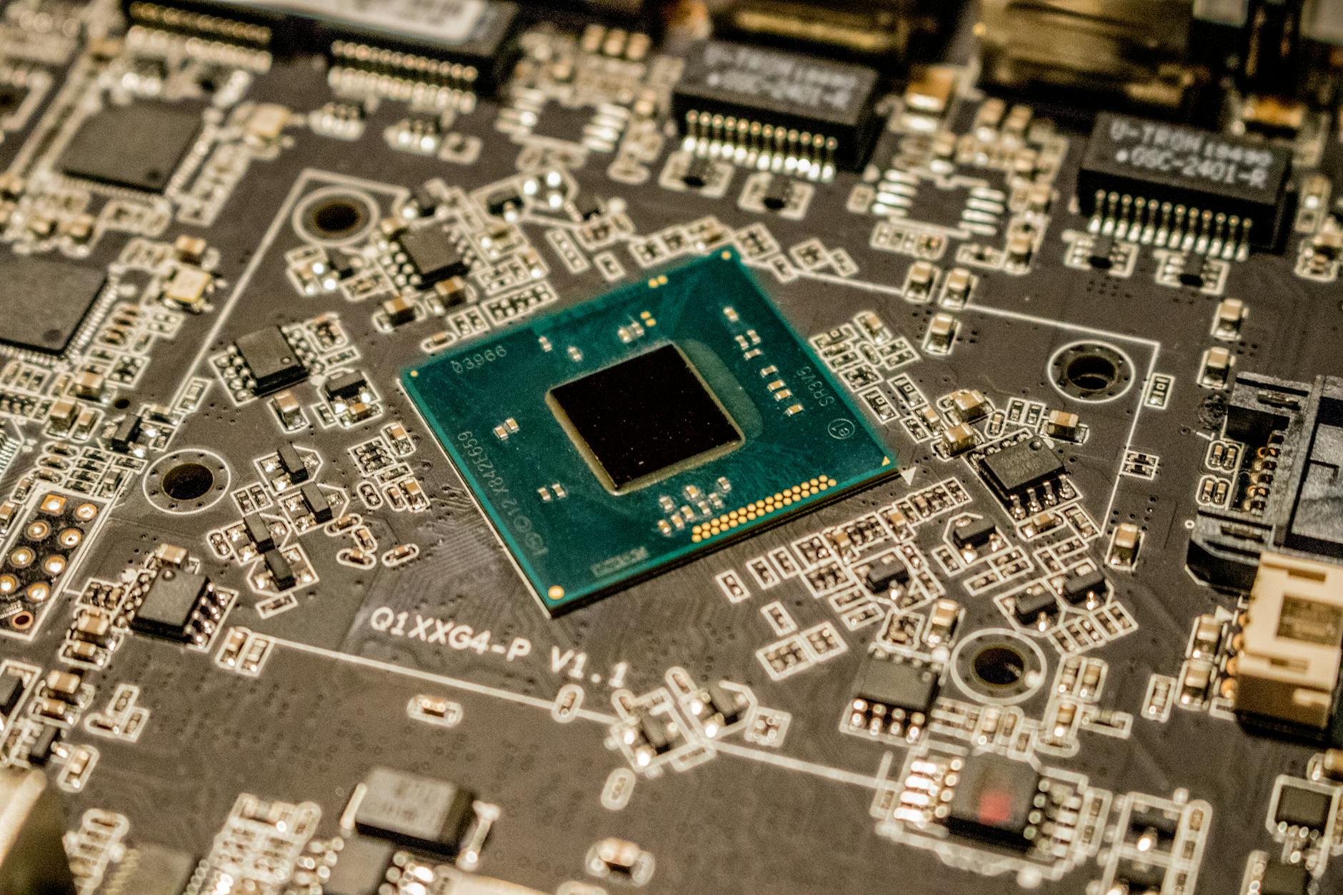 Close-up of computer processors showing AI hardware development focus