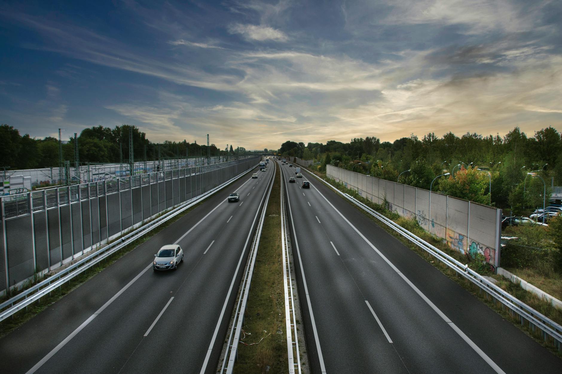 View from inside a car driving on a highway showing the road ahead and driving experience