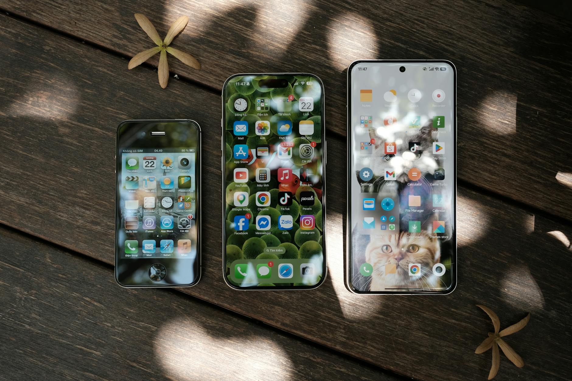 Two smartphones placed side by side for feature comparison