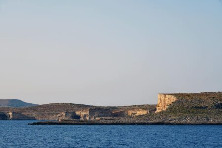 Aerial view of Malta's coastline and historic architecture
