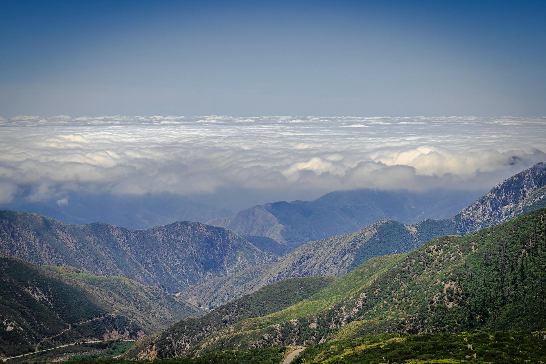 Scenic view of California mountain landscape against blue sky