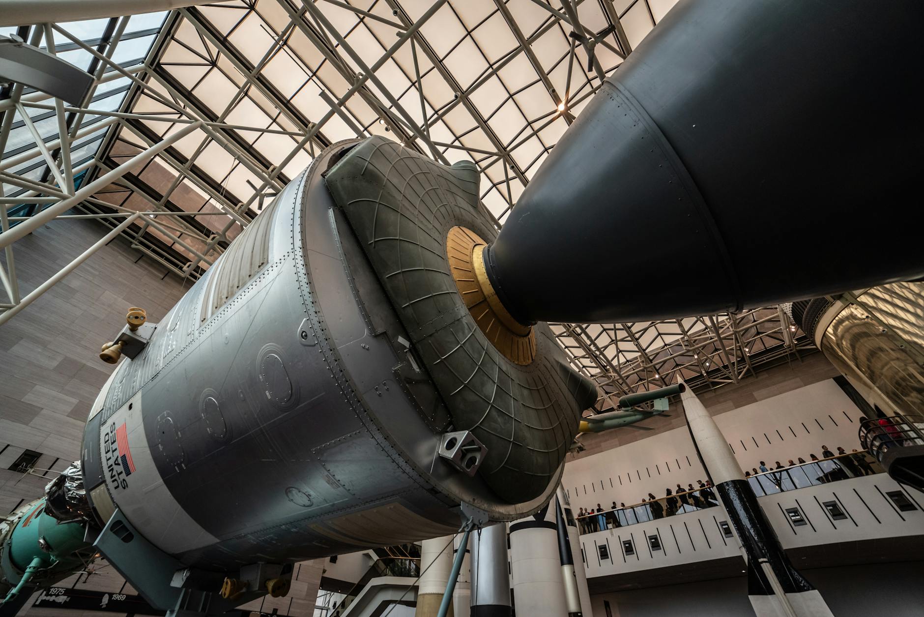 Close-up view of a rocket engine nozzle during testing