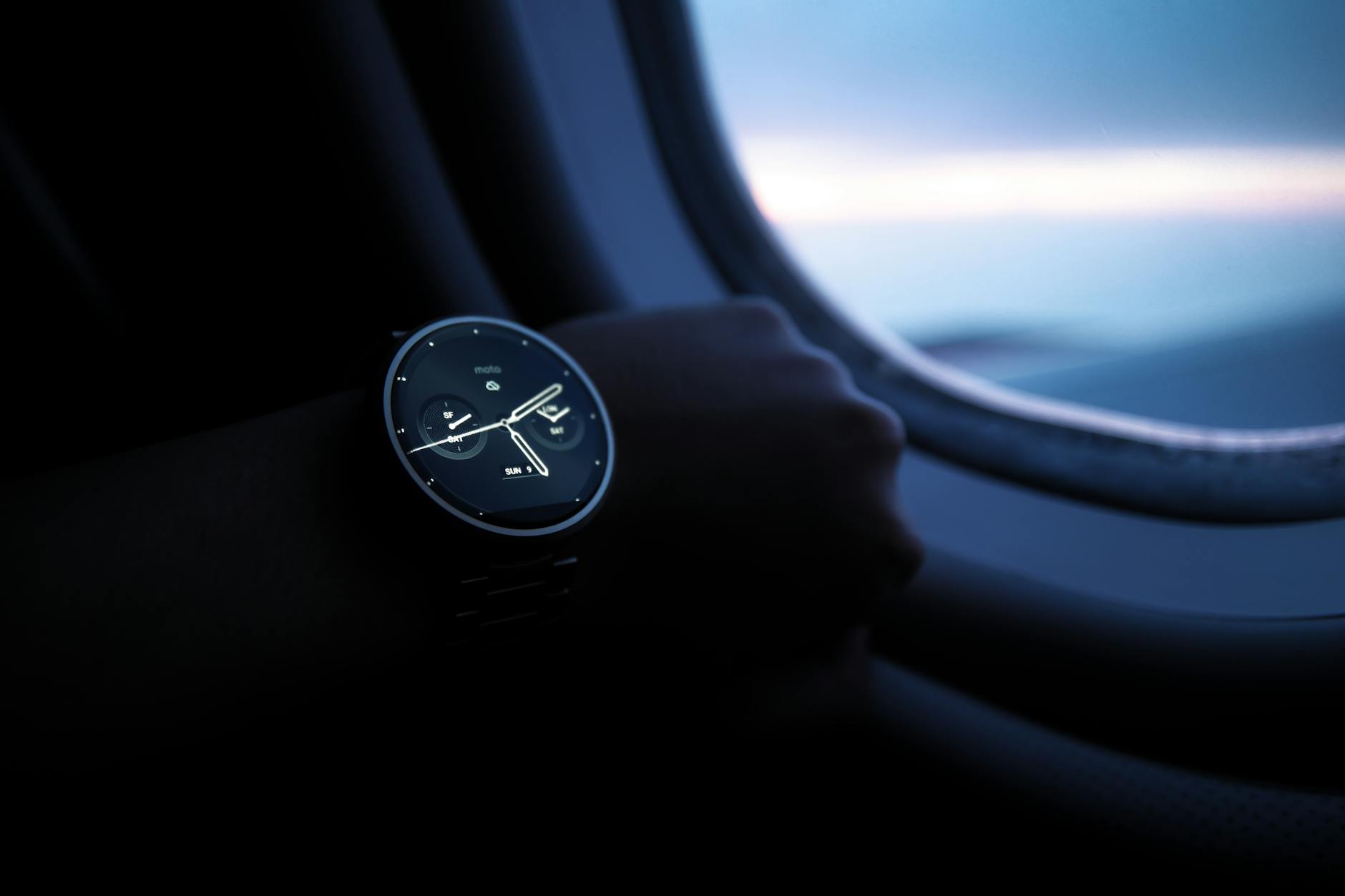 Close-up of a modern wearable technology device on a surface