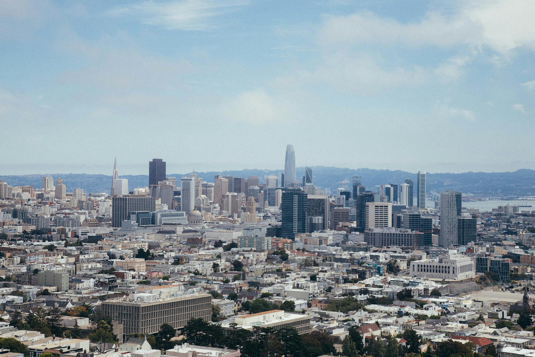 Aerial view of San Francisco city skyline representing the concentrated AI startup ecosystem