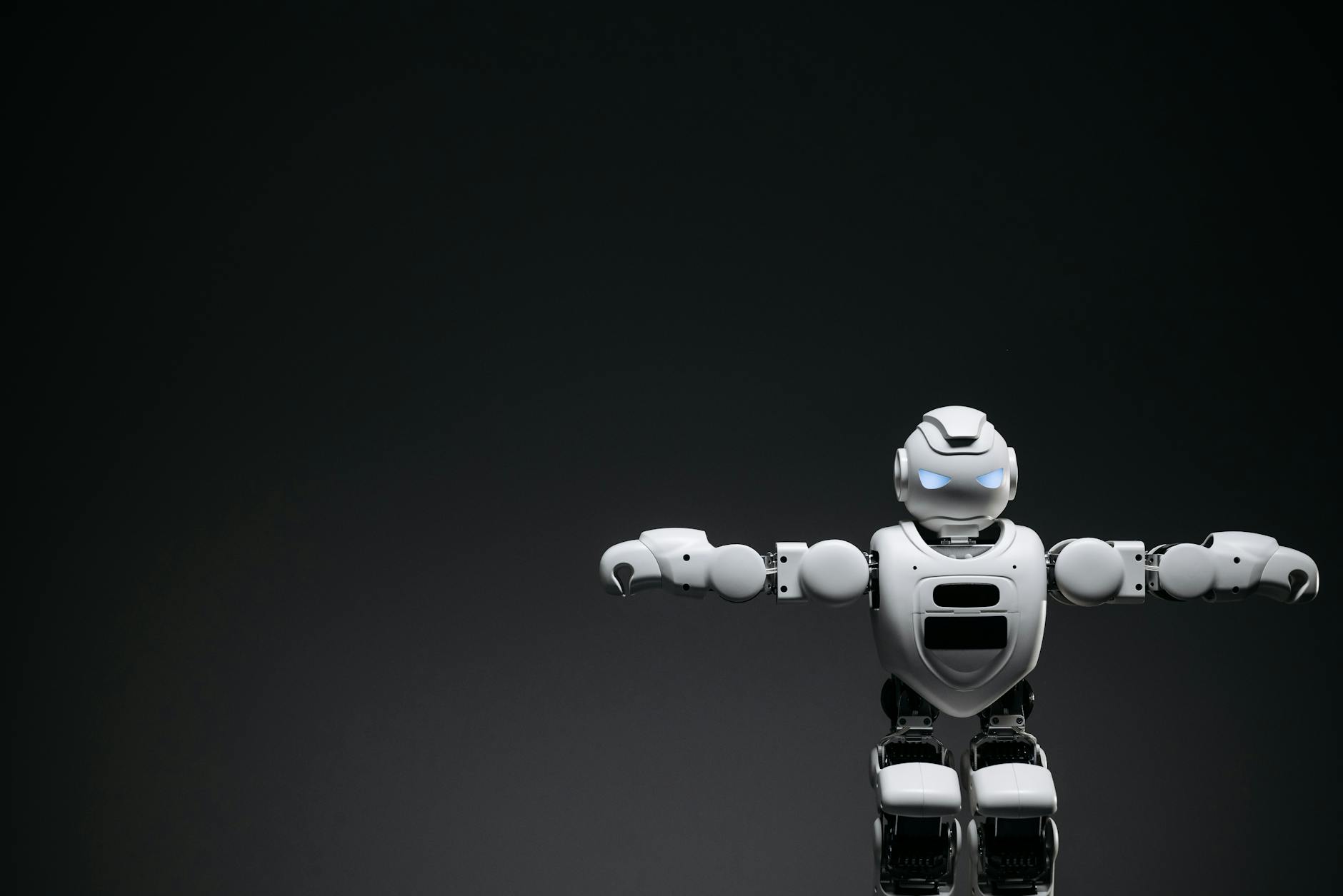 Modern AI robot interface with digital display and sensors