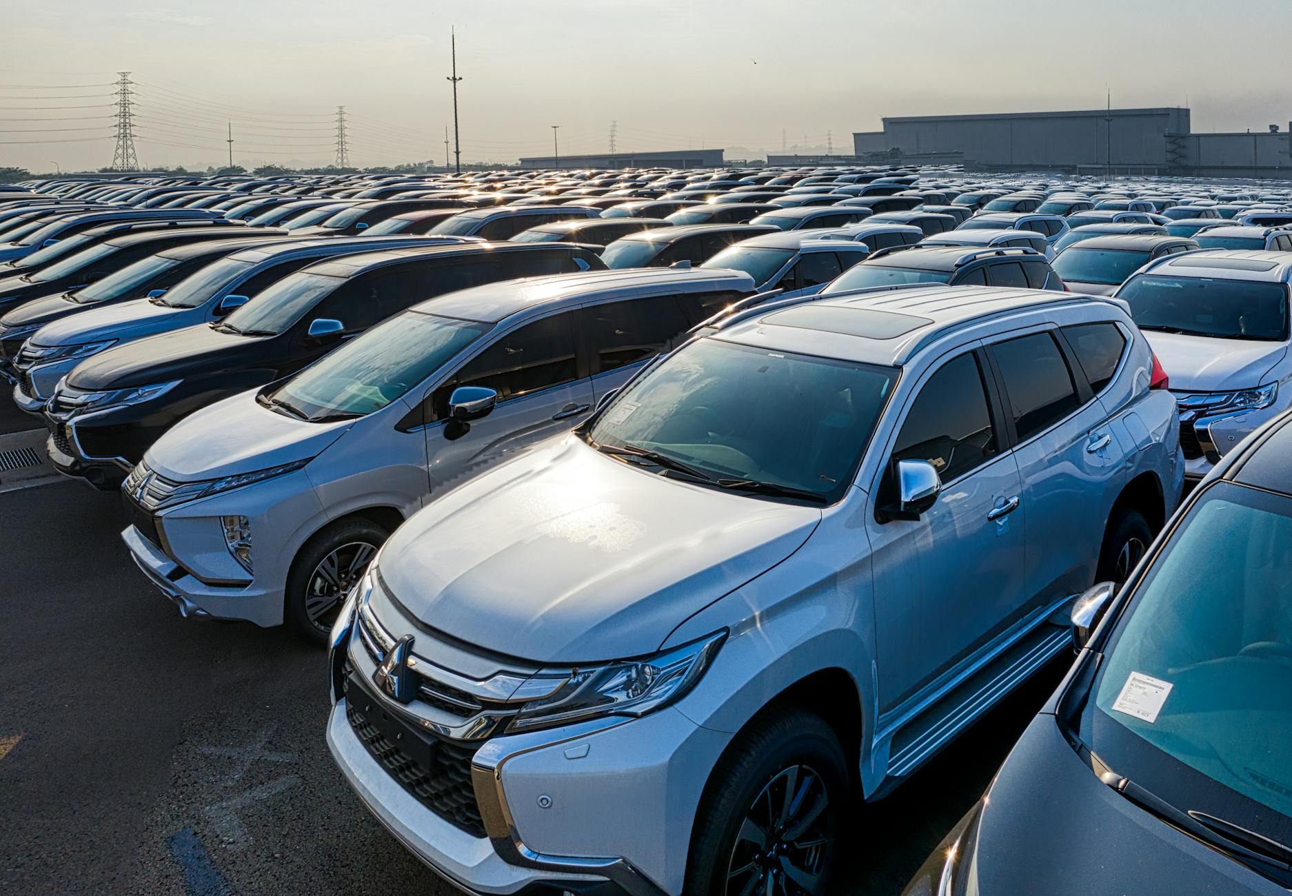 Automotive assembly line with cars in production