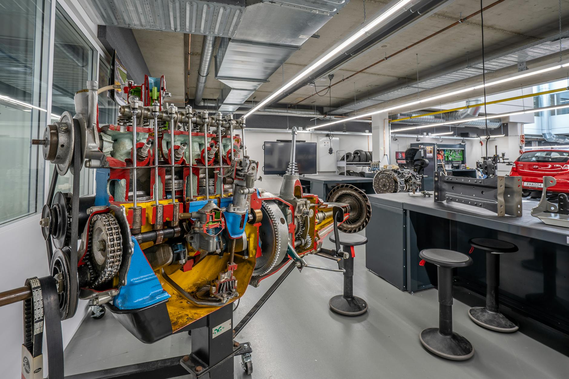 Modern car manufacturing facility with advanced technology systems