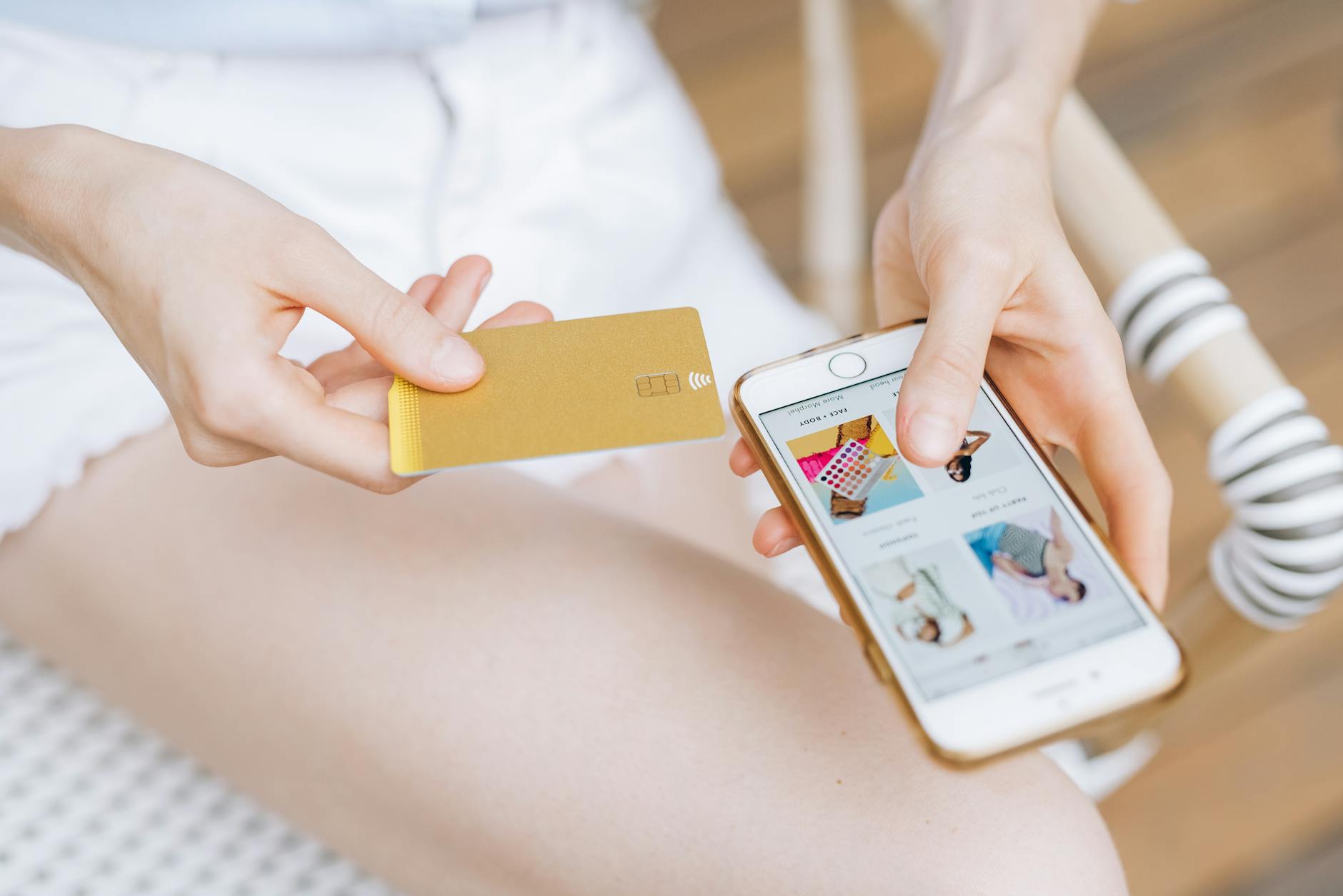 Person using smartphone for online shopping