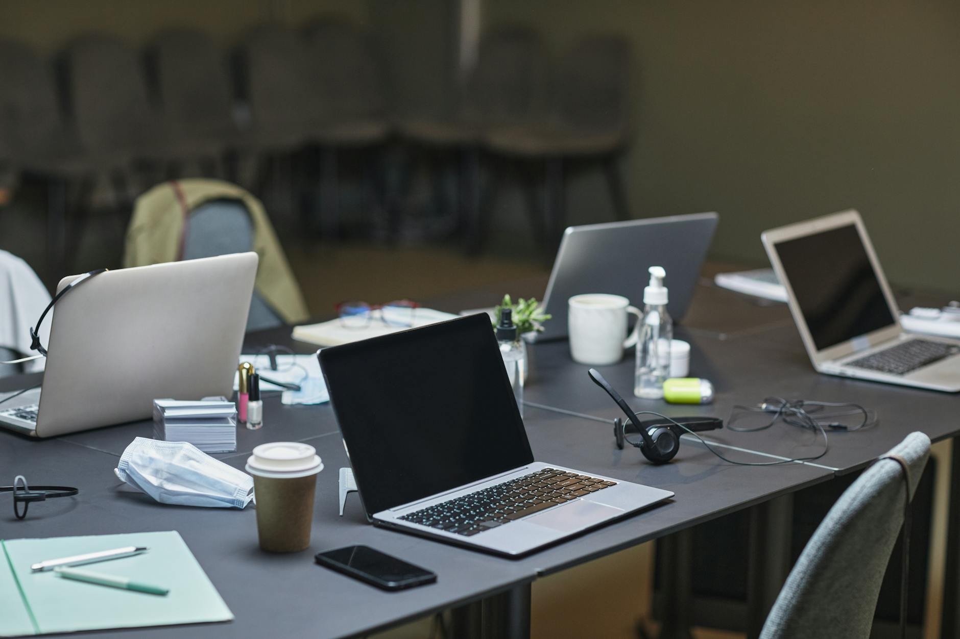 Clean modern office workspace with computer and technology equipment