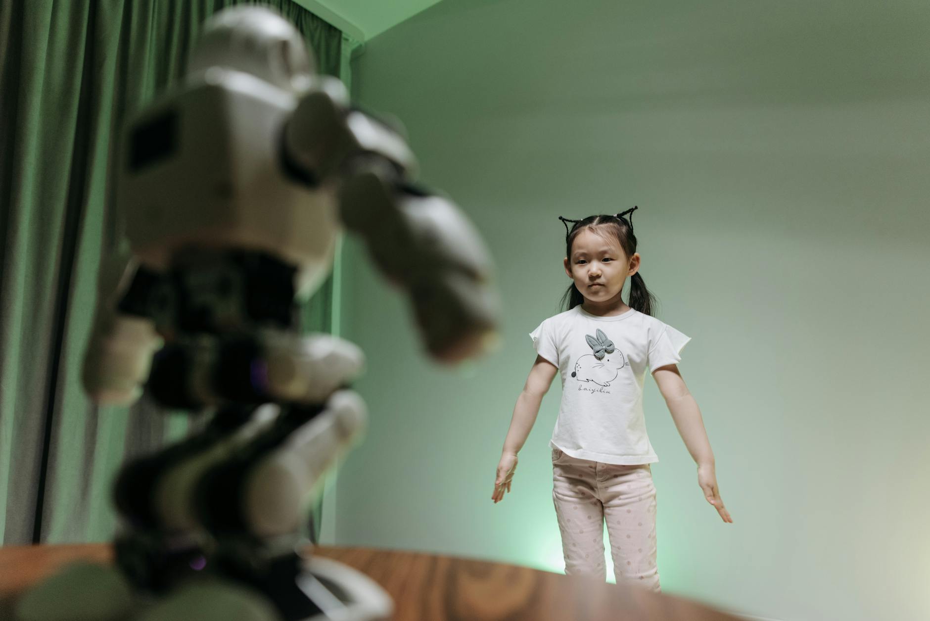 Humanoid robot standing in an indoor environment