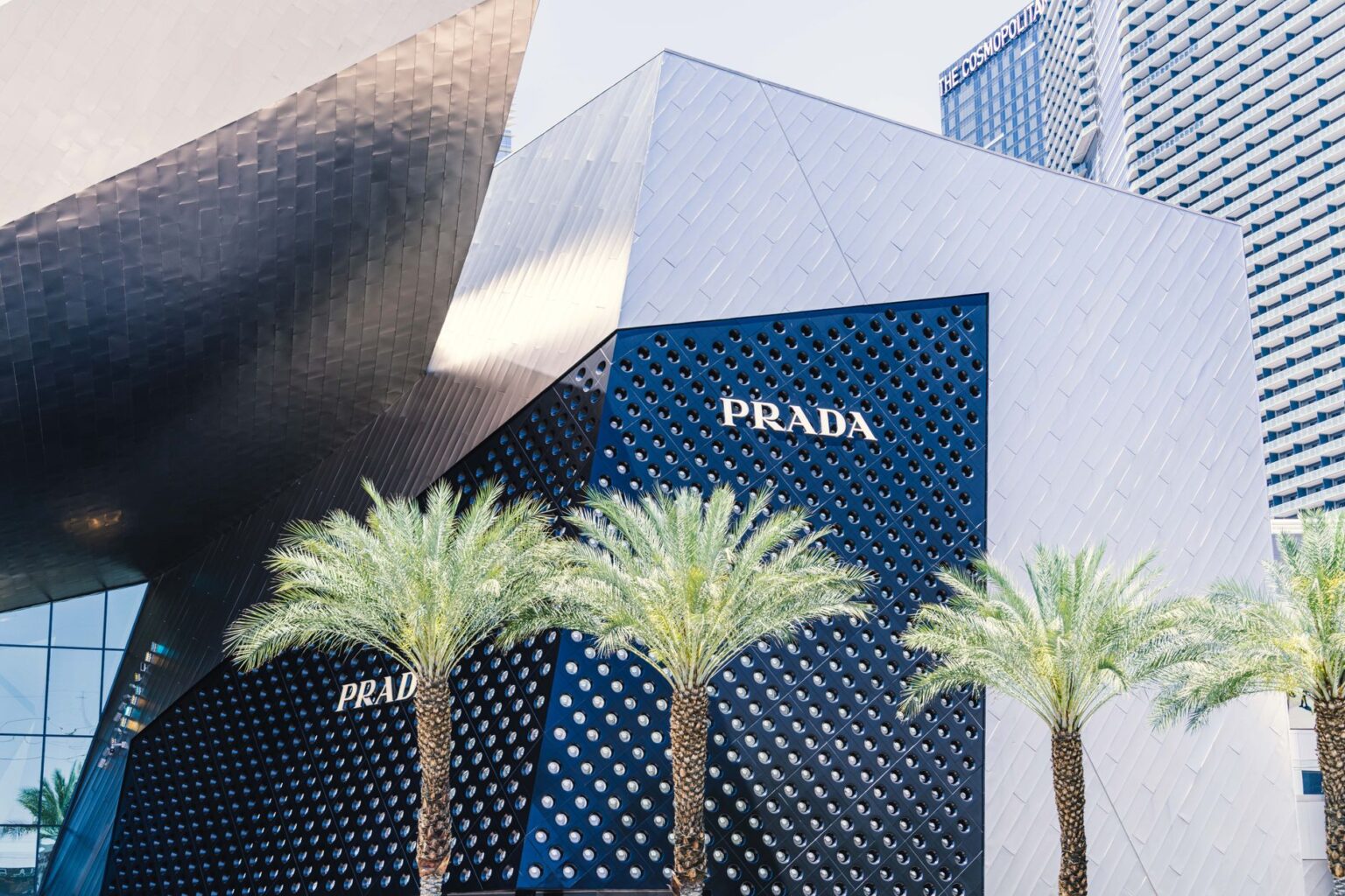 Open-air sports arena in Las Vegas with bright blue decor and track layout