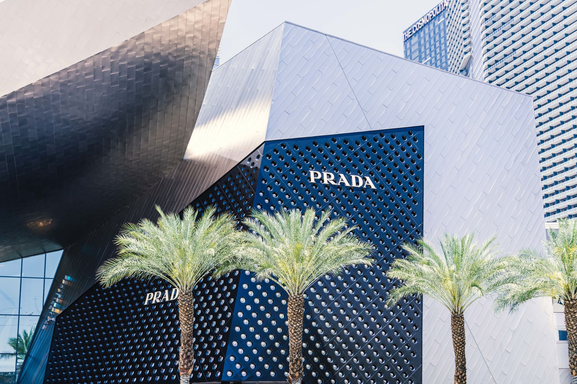 Open-air sports arena in Las Vegas with bright blue decor and track layout
