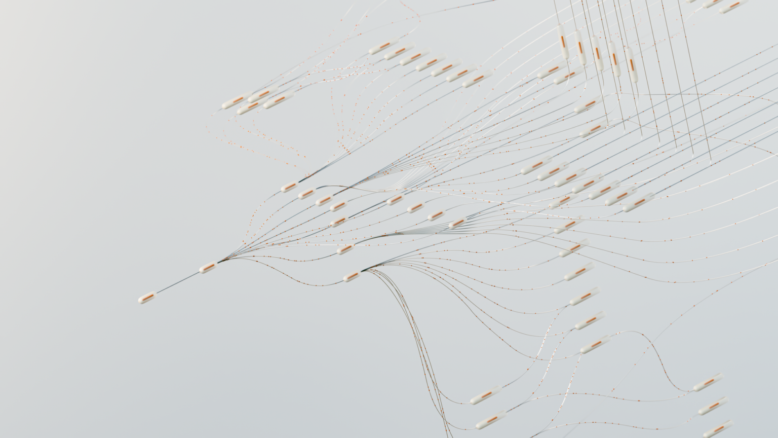 Abstract visualization of neural network nodes representing AI transformer architecture