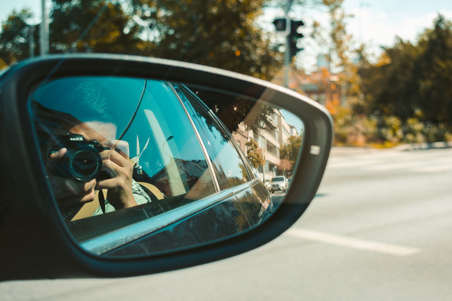 A self-driving autonomous vehicle on a city street