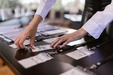 Attendees registering at a startup founder conference event