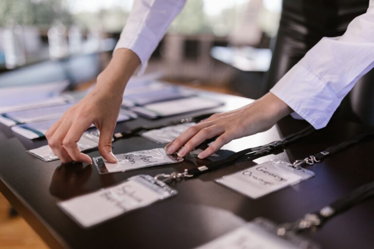 Attendees registering at a startup founder conference event