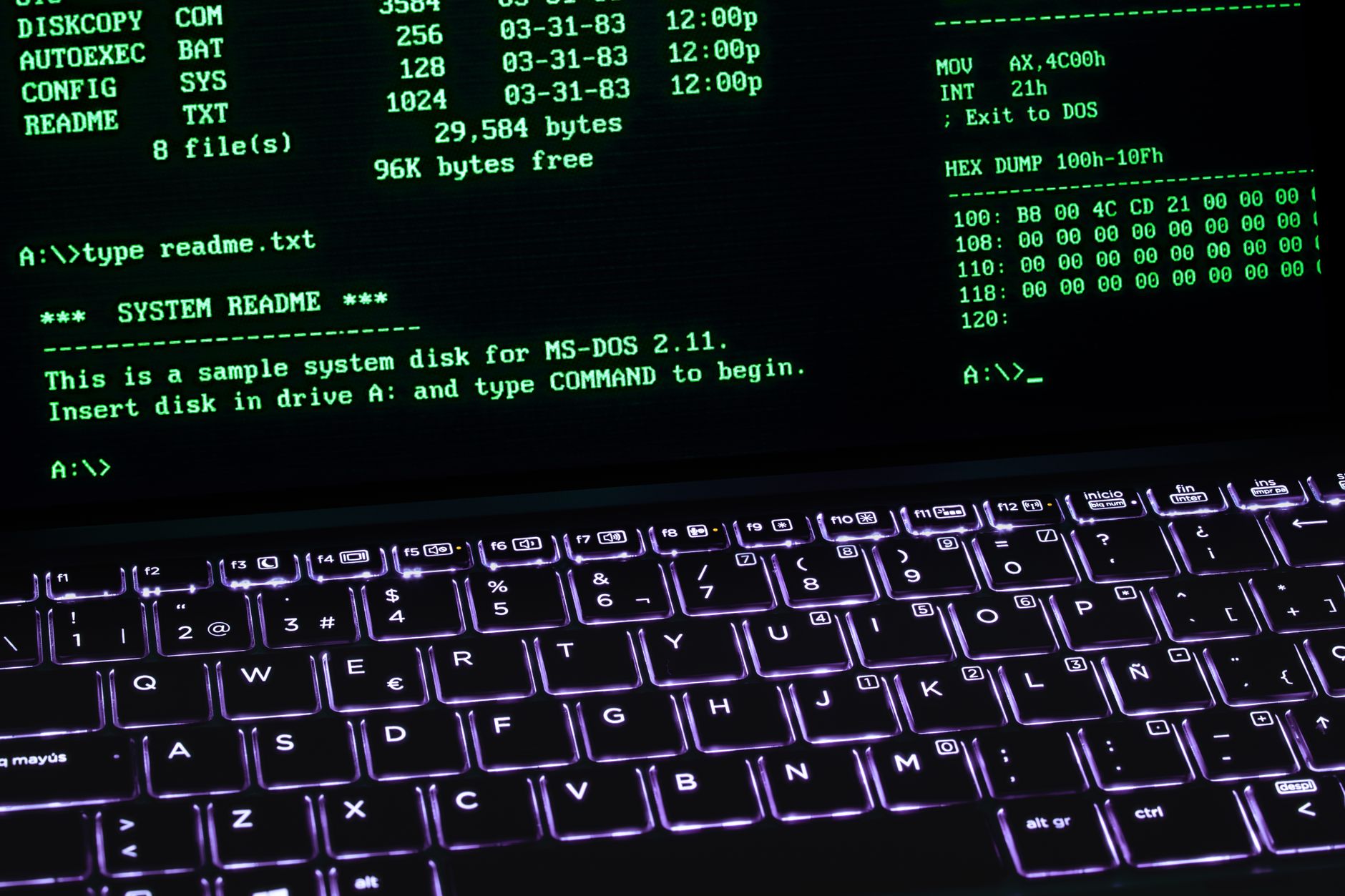 Person at a computer with code on screen representing a cybercrime intrusion campaign