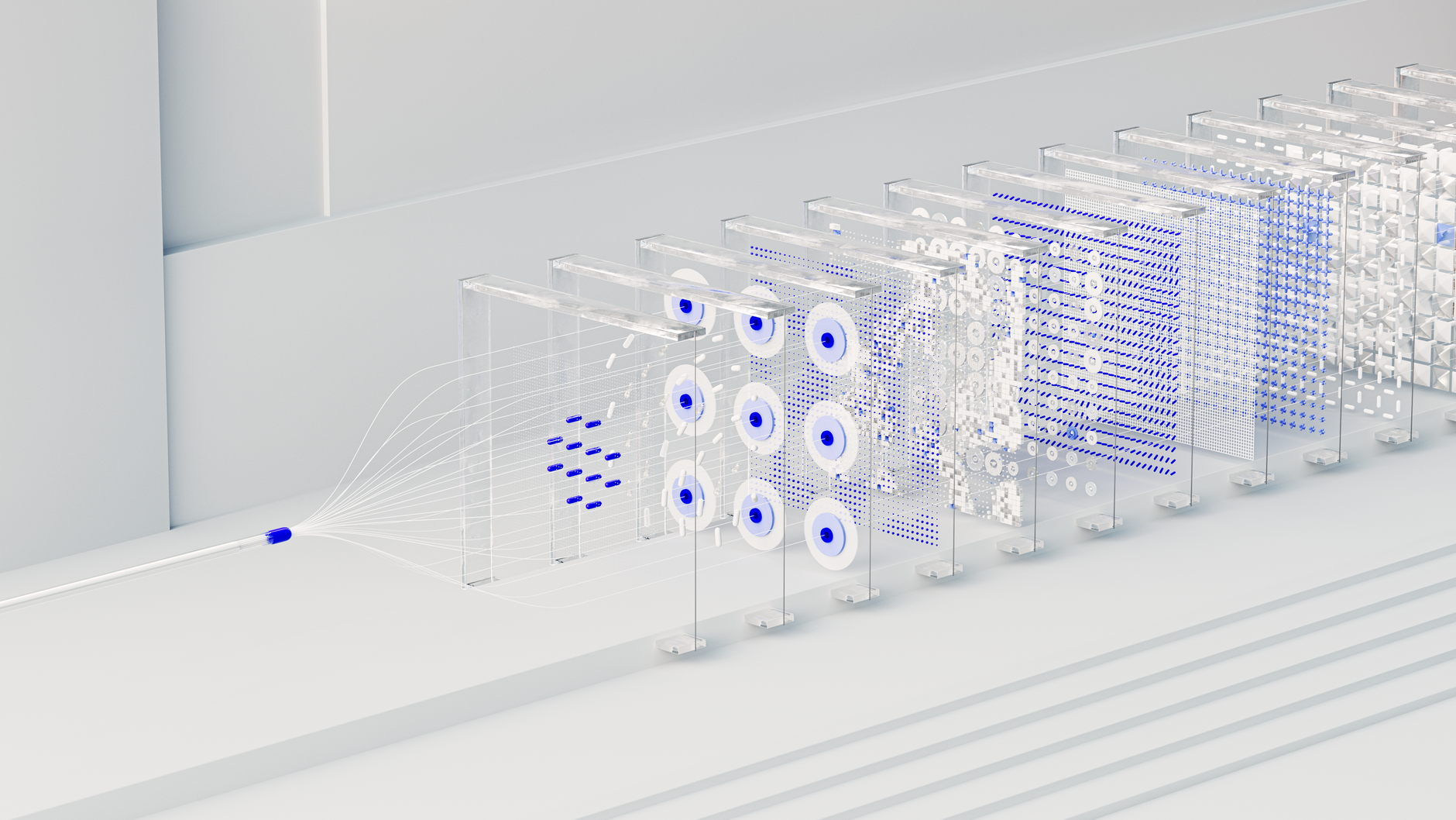 Abstract visualization of AI data processing representing Bezos's Prometheus AI engineering startup