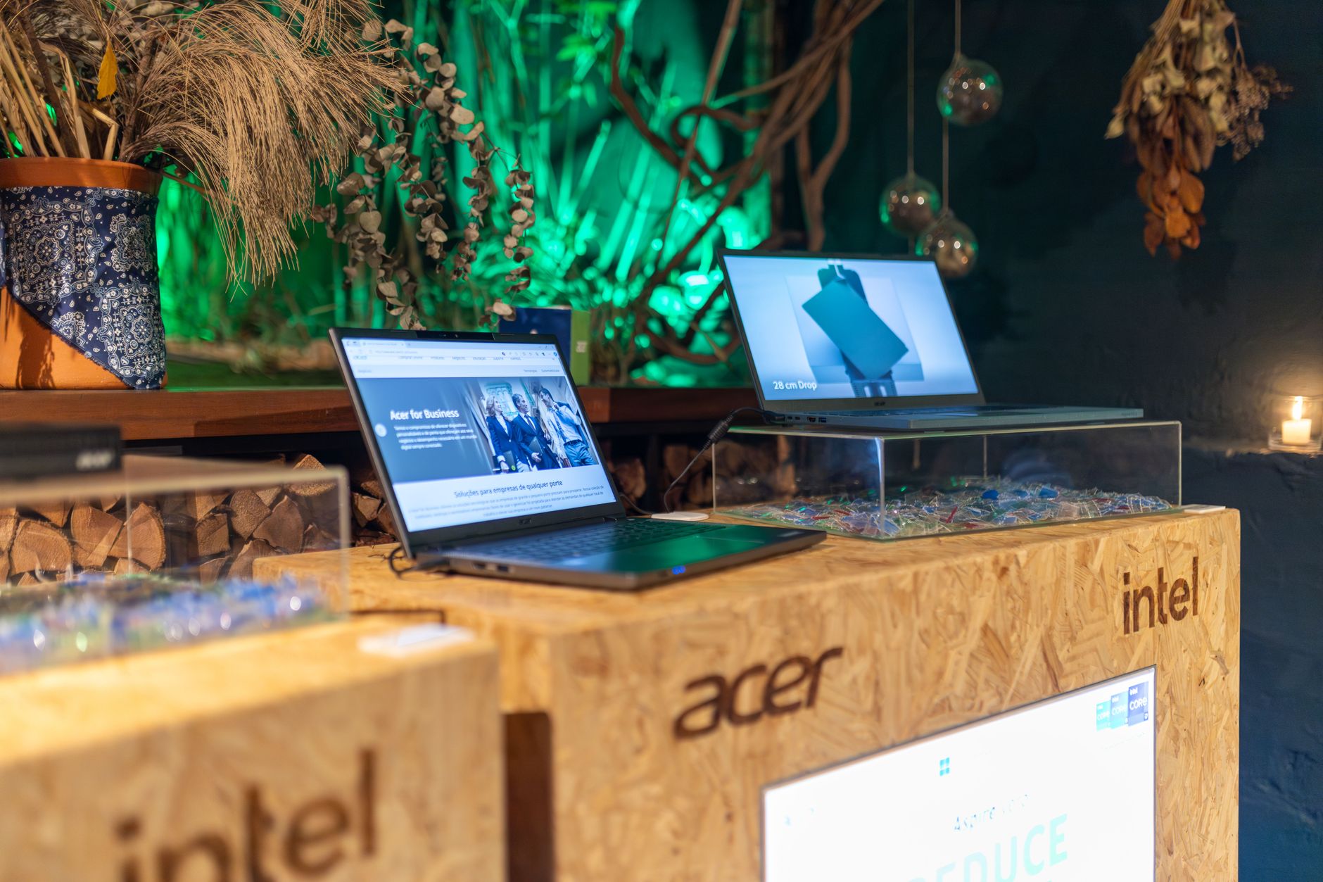 Open laptop showing a bright display on a desk