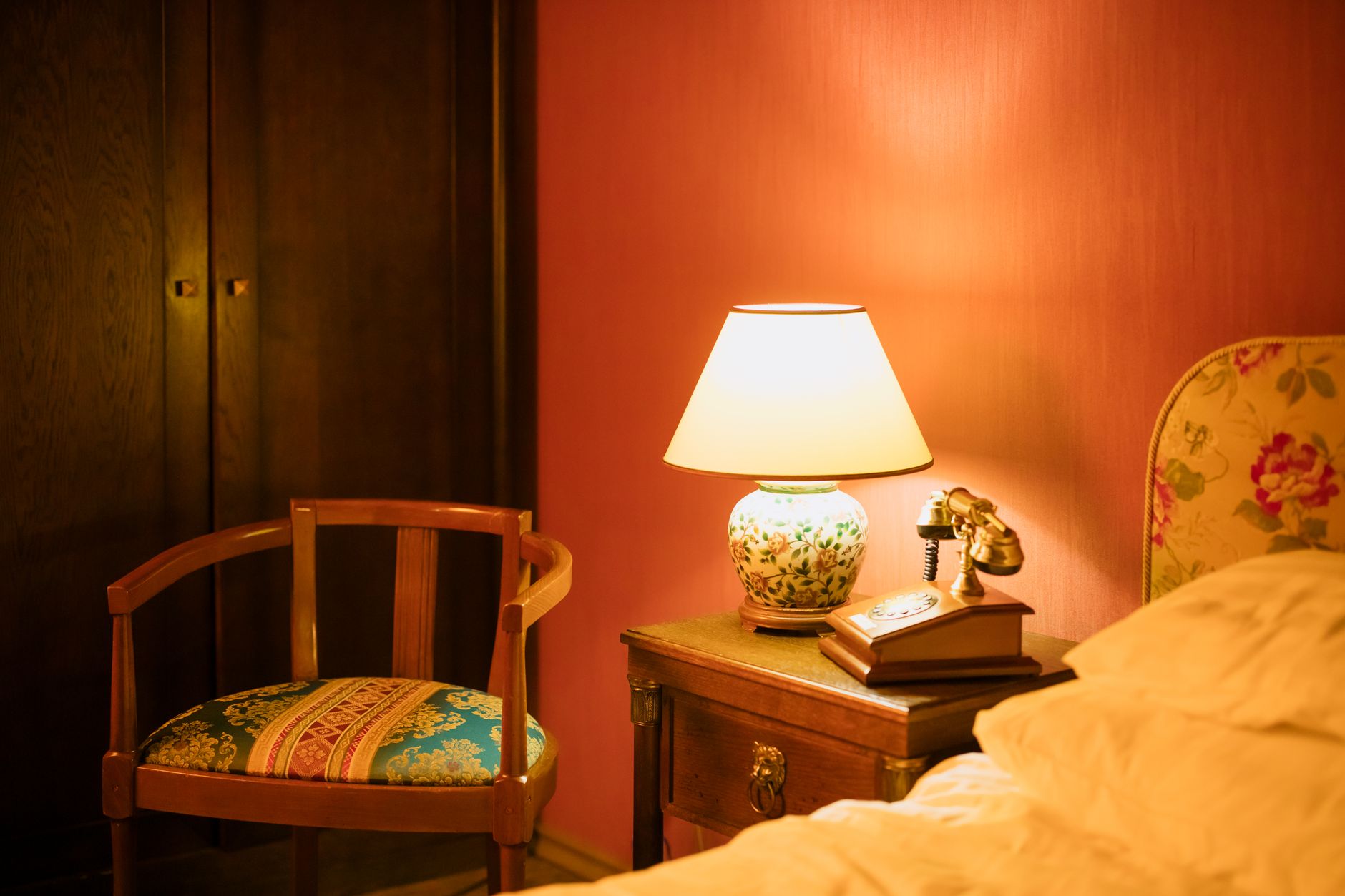 Dim bedroom at night with soft lighting suggesting a calm sleep environment