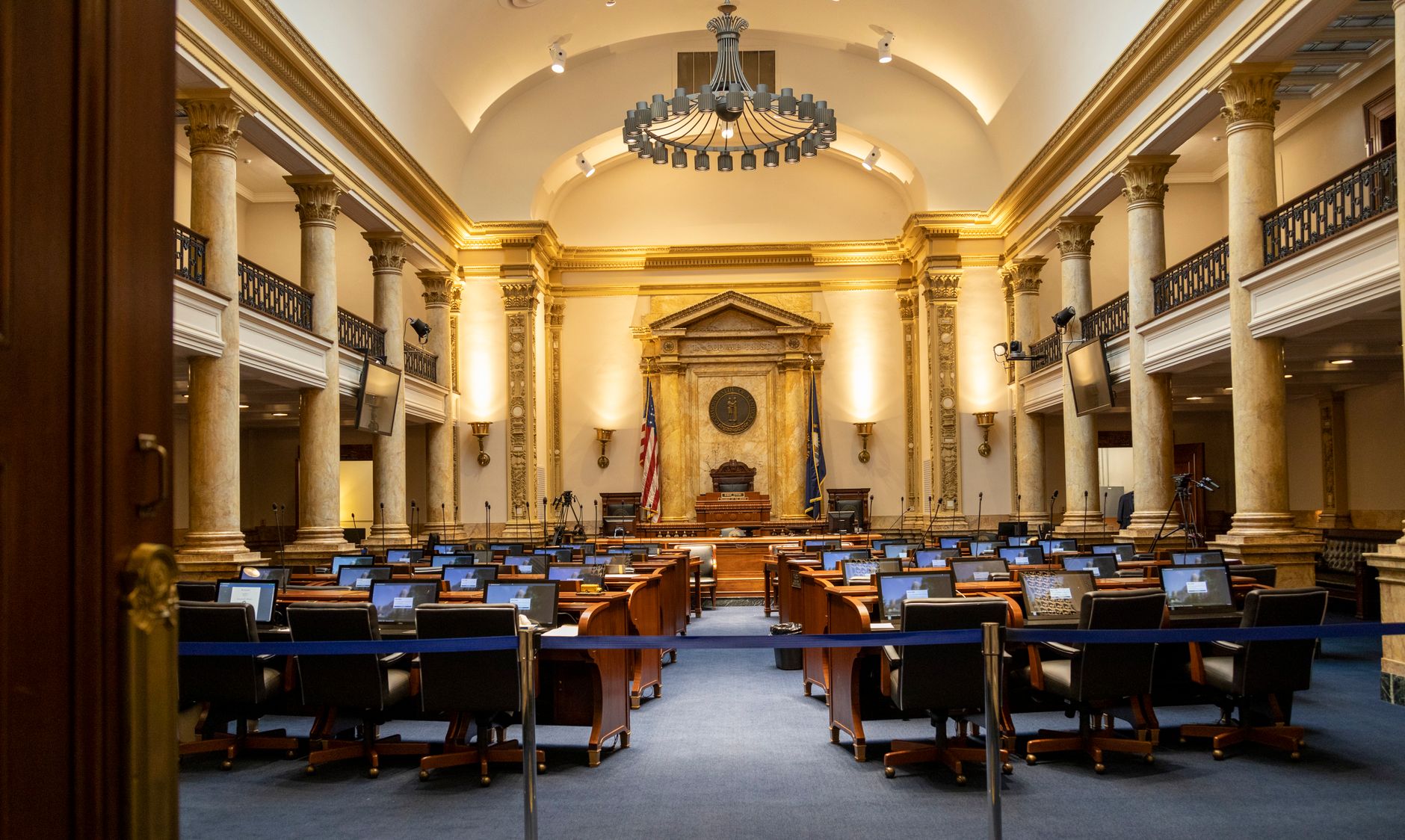 Government building exterior representing AI policy and legislation debates