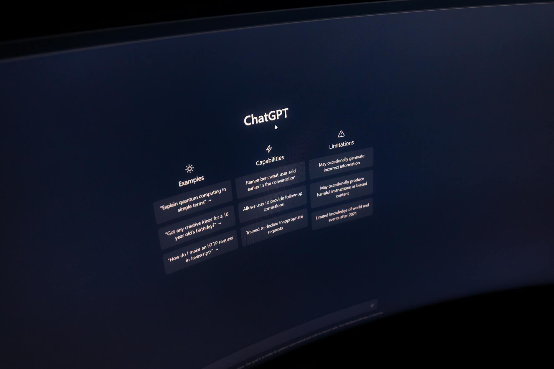 Computer screen displaying an AI chatbot conversation interface