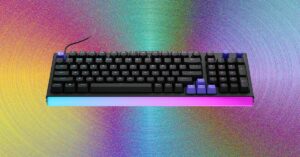 Close-up of mechanical keyboard switches on a gaming keyboard