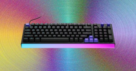 Close-up of mechanical keyboard switches on a gaming keyboard