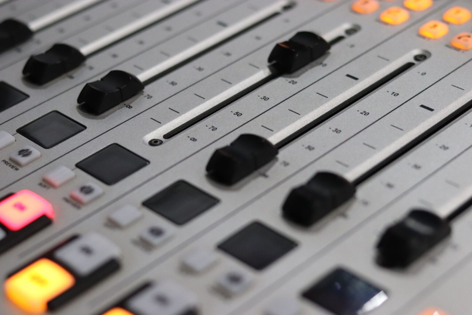 A modern live broadcast studio with cameras and professional lighting