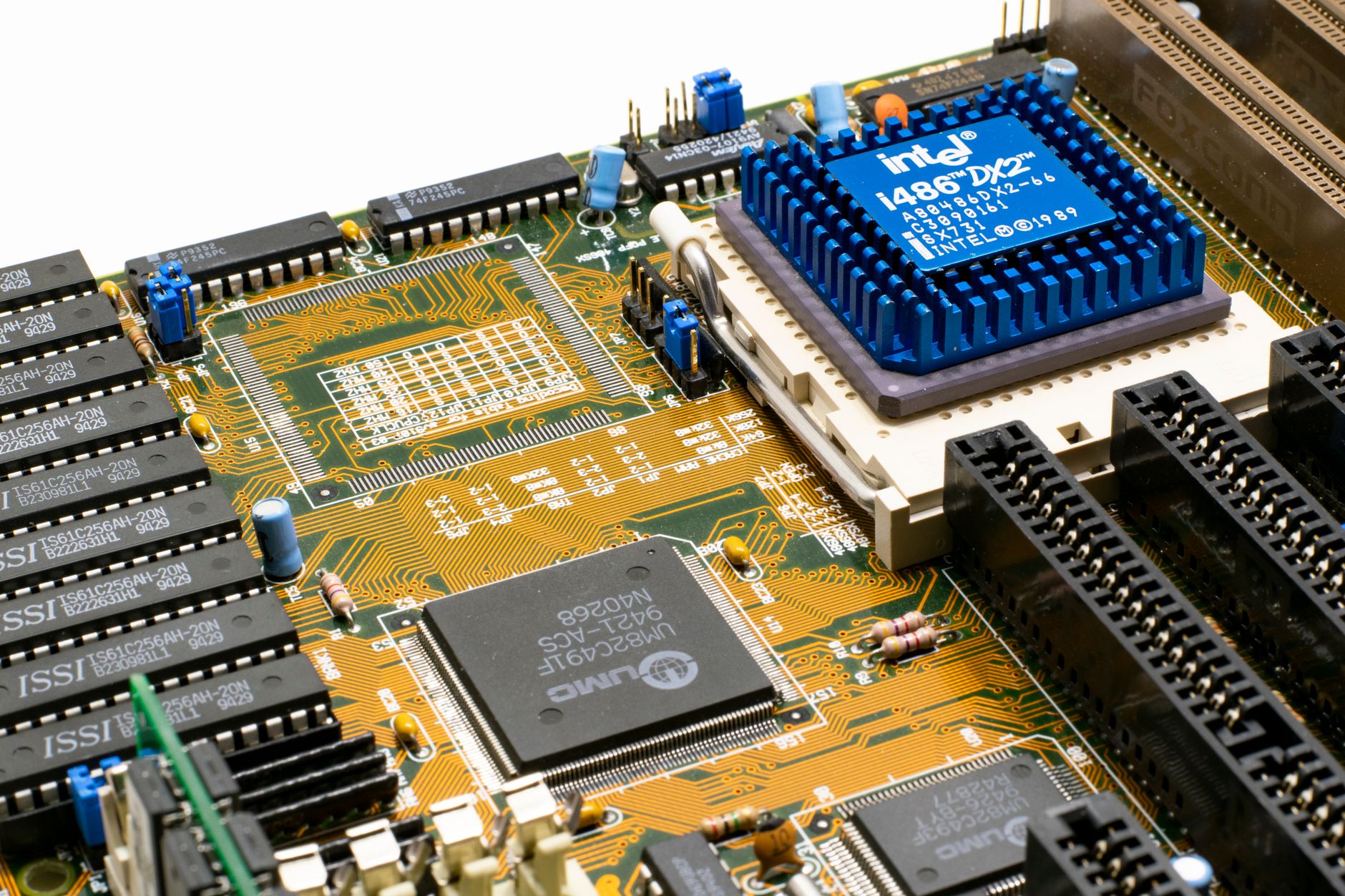 Close-up of semiconductor chip used in AI hardware development