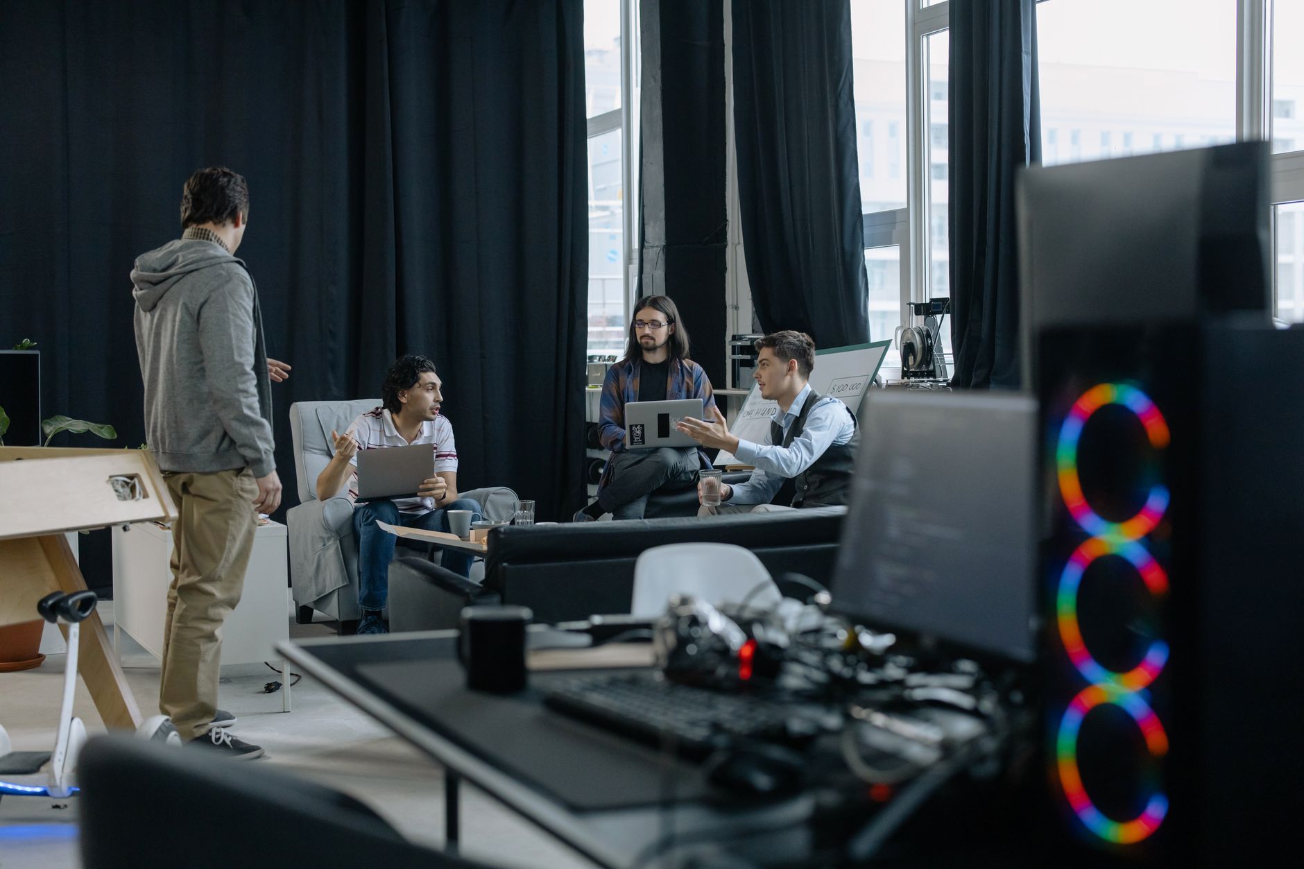 Team working in a modern technology startup office