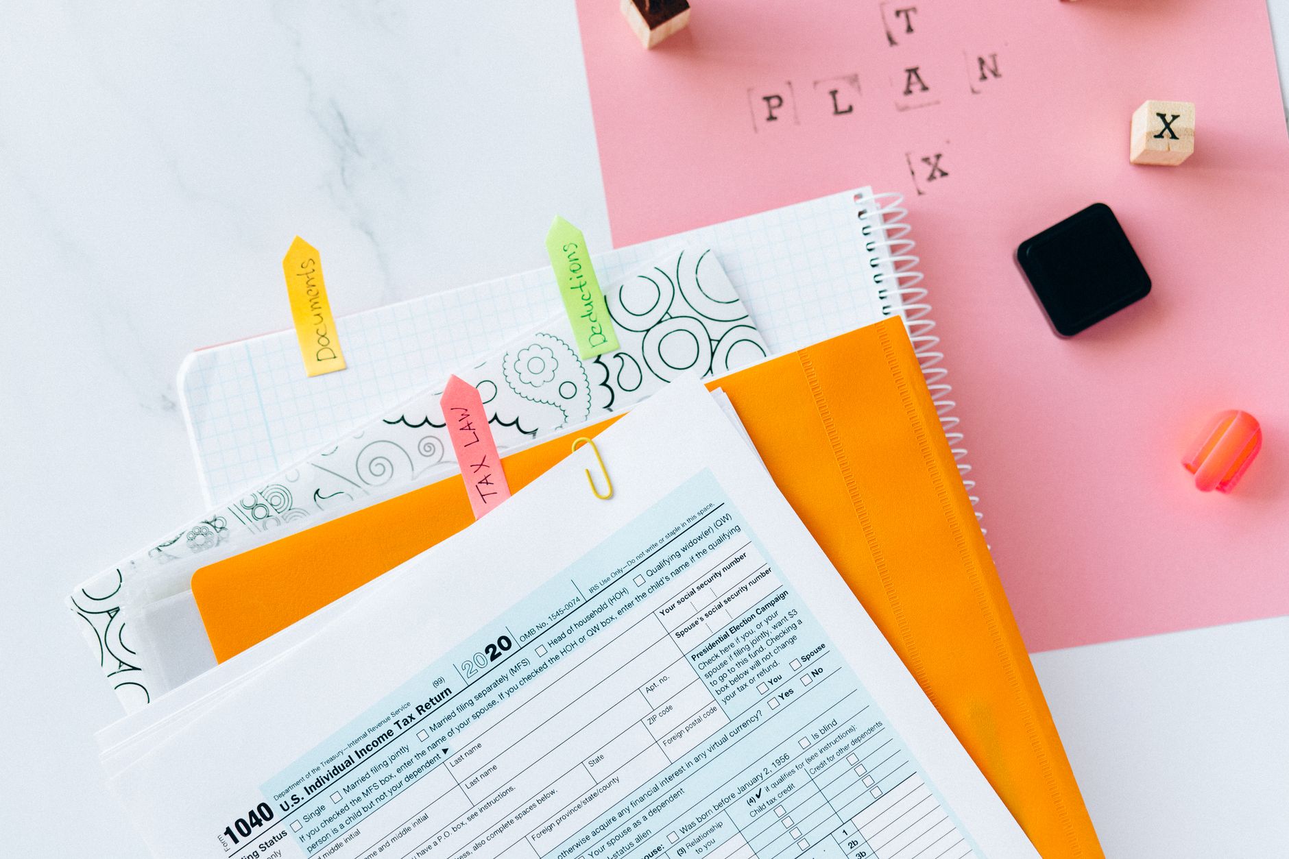 Federal government office with legal documents and paperwork on a desk