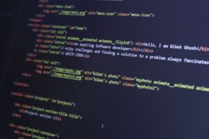 Glowing text on a dark computer screen representing AI-generated content