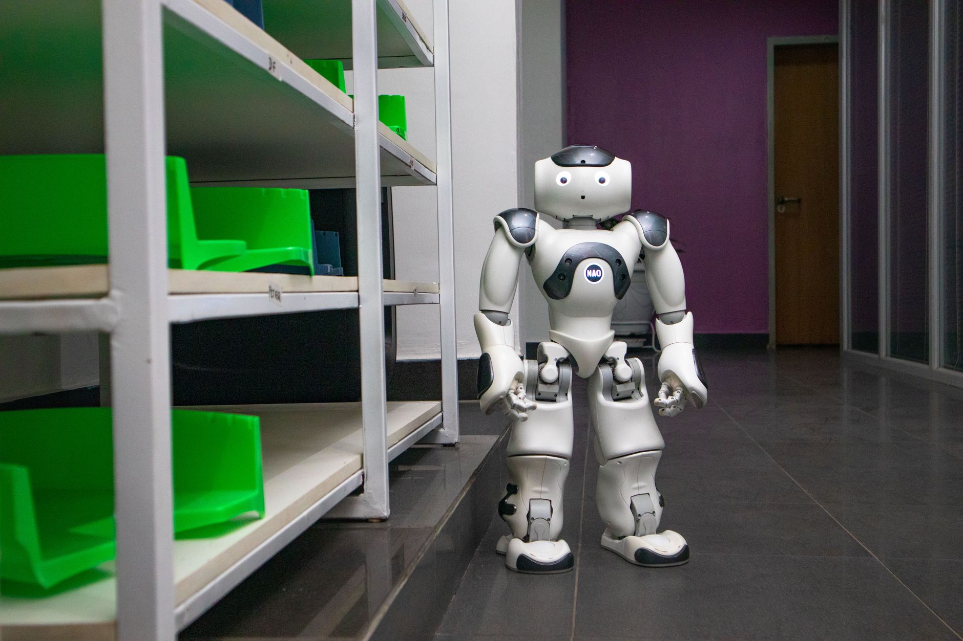 Researcher working with AI systems in a lab environment