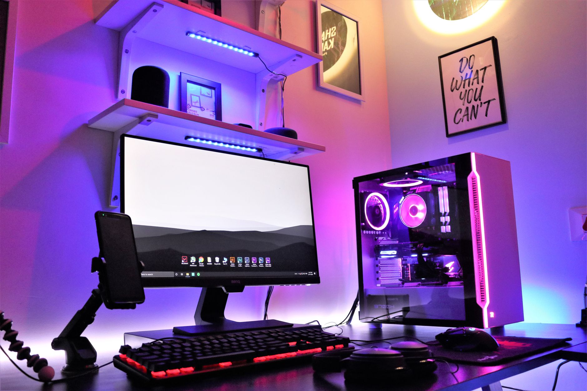 Colorful gaming setup with neon lighting reflecting competitive game aesthetics