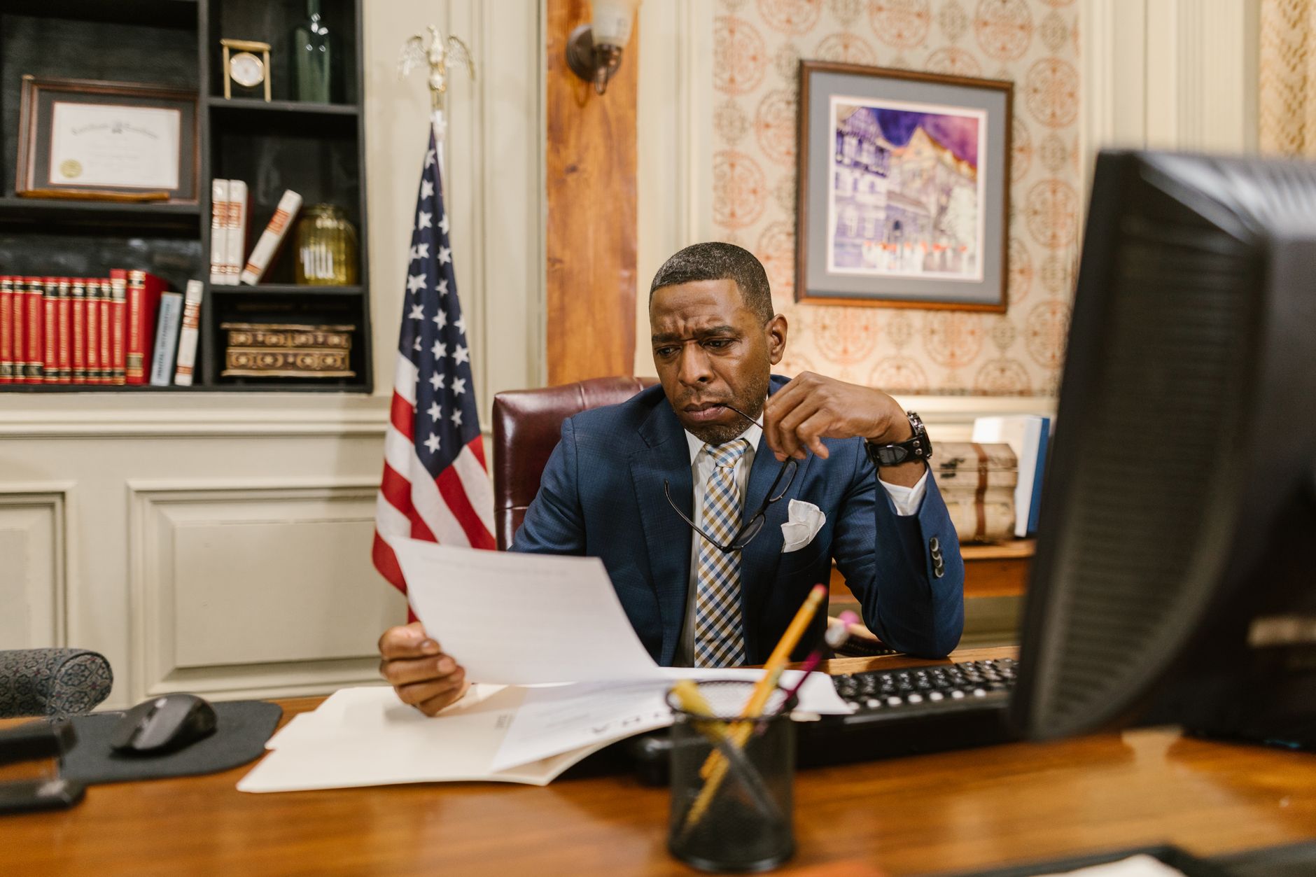 Government documents on a desk symbolizing Pentagon supply-chain risk designation process