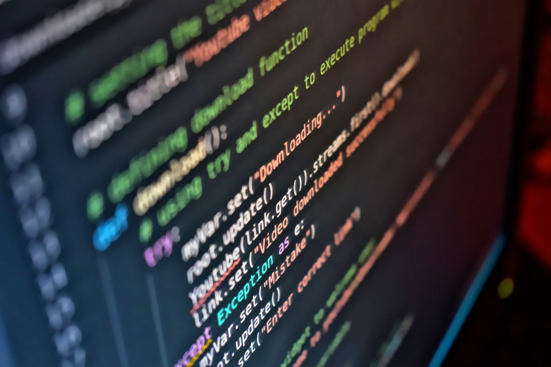 Close-up of code on a monitor representing digital watermarking in software systems