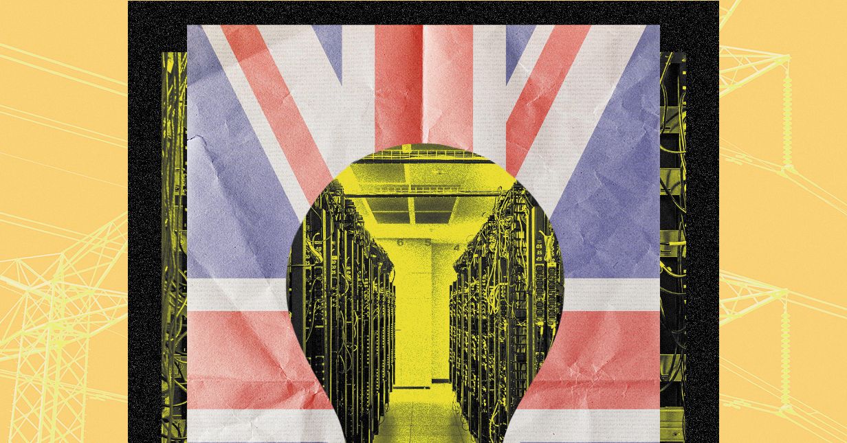 High-voltage power transmission lines and electrical grid infrastructure in the UK