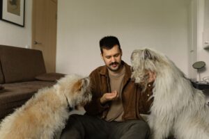 Dogs Anonymous Fills a Gap No App Has Managed to Close A person sitting on a couch looking exhausted while a dog sits nearby