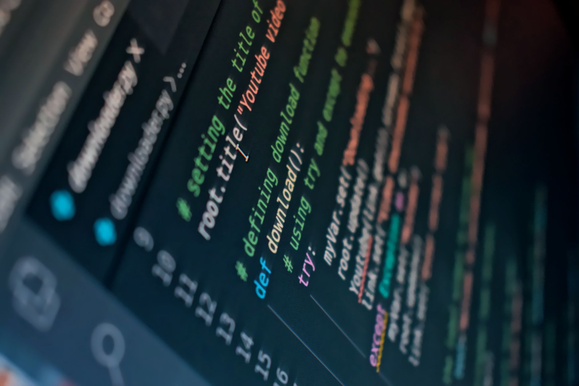 Developer screen displaying lines of code in a dark programming environment
