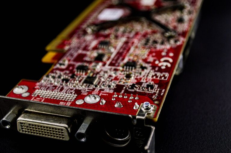 Close-up of a semiconductor chip on a circuit board