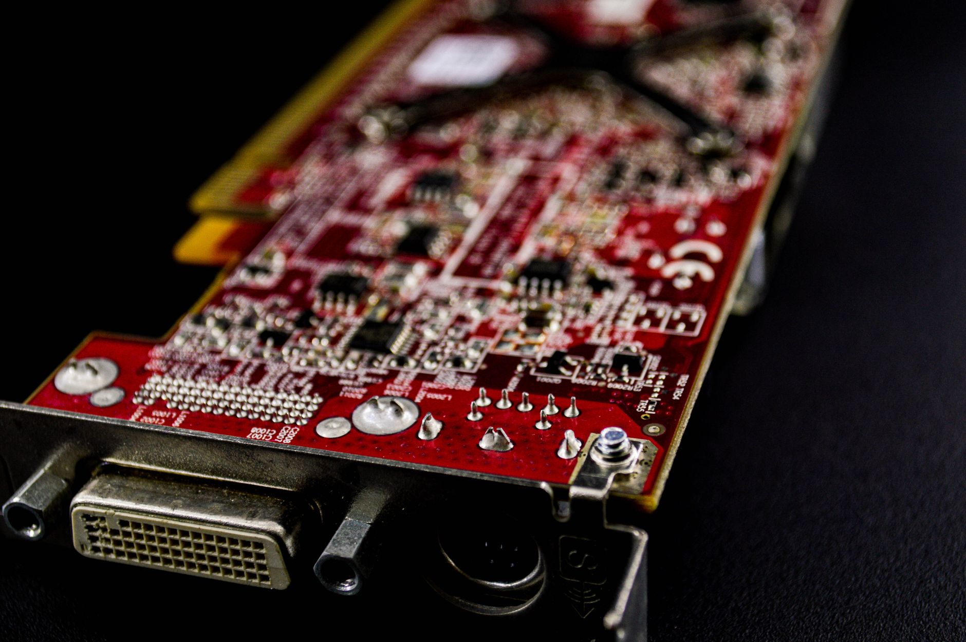 Close-up of a semiconductor chip on a circuit board