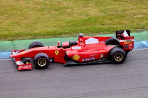 Formula 1 race car on circuit track during race day
