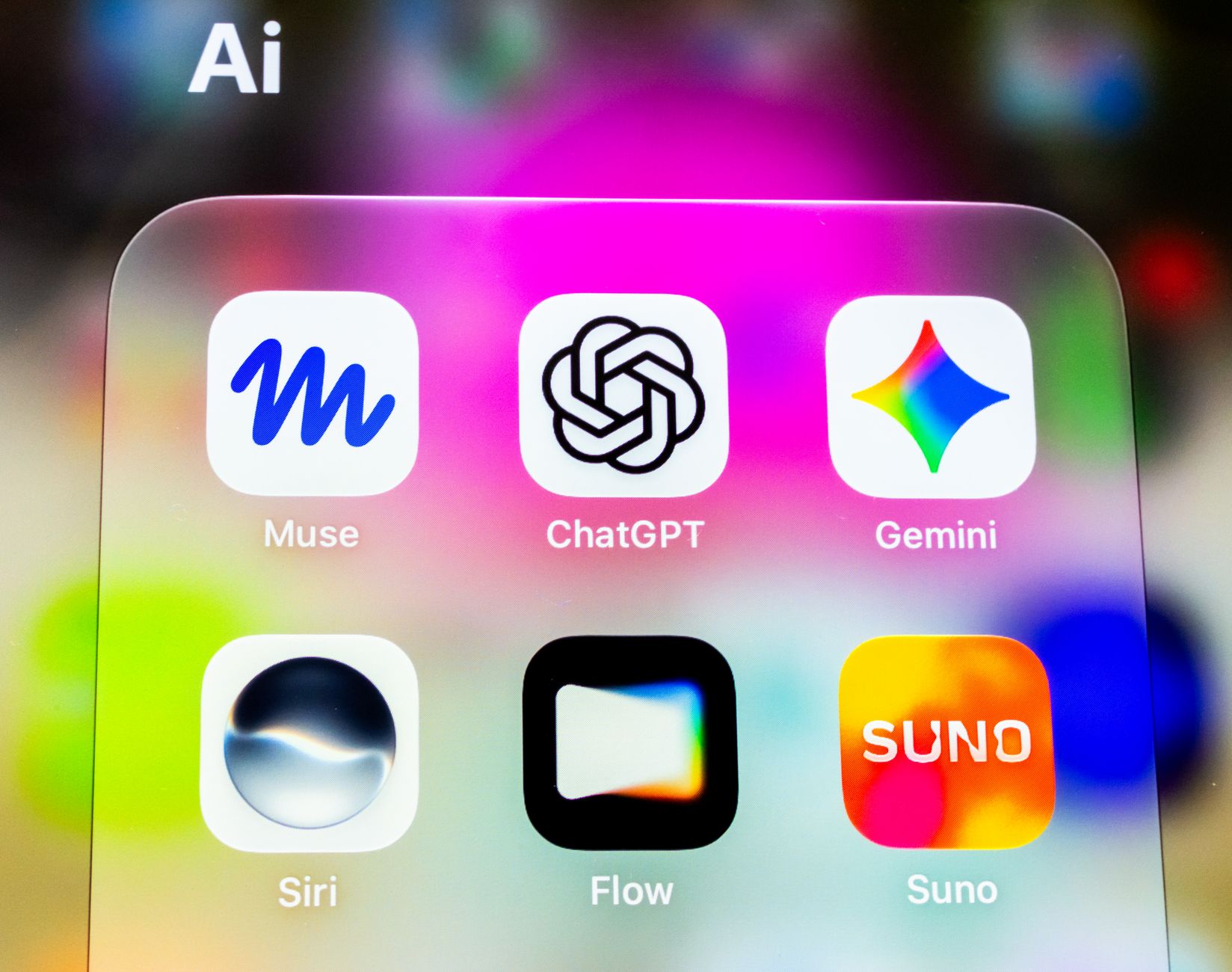 Close-up of colorful app icons on a smartphone home screen