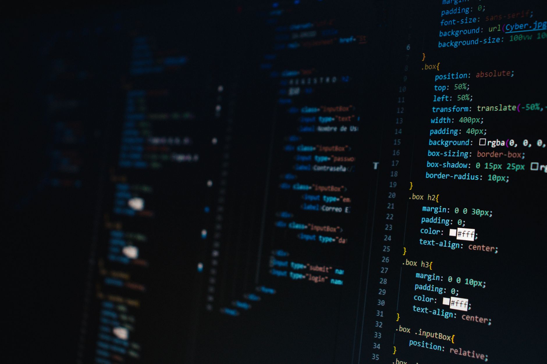 Developer working on cybersecurity code on a dark terminal screen