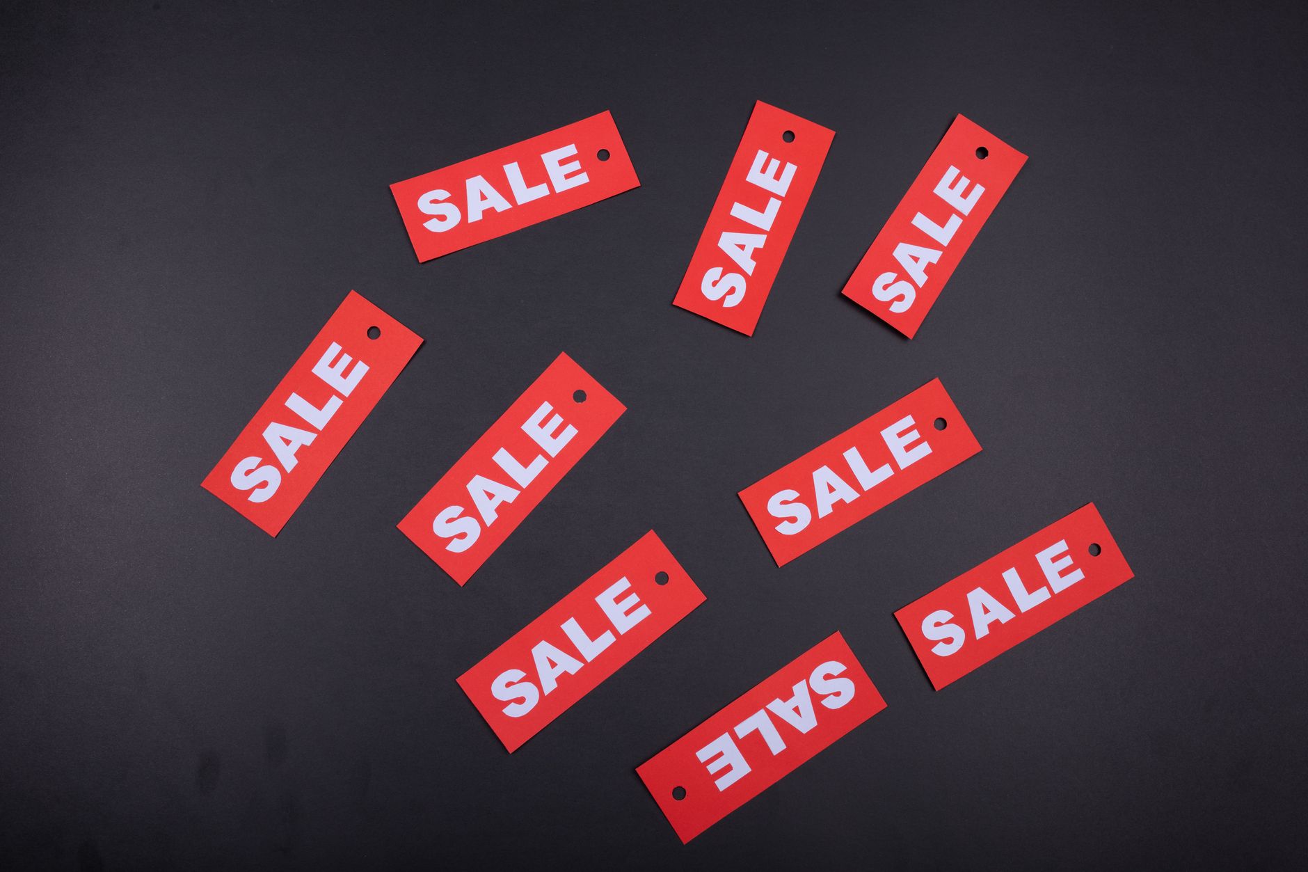Close-up of a discount price tag on a retail product