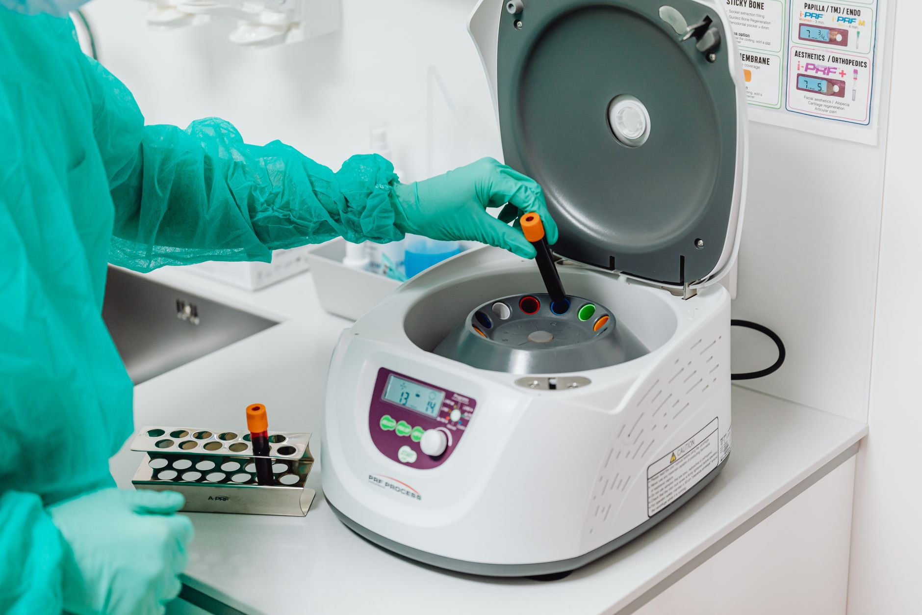 Lab technician preparing a blood panel test