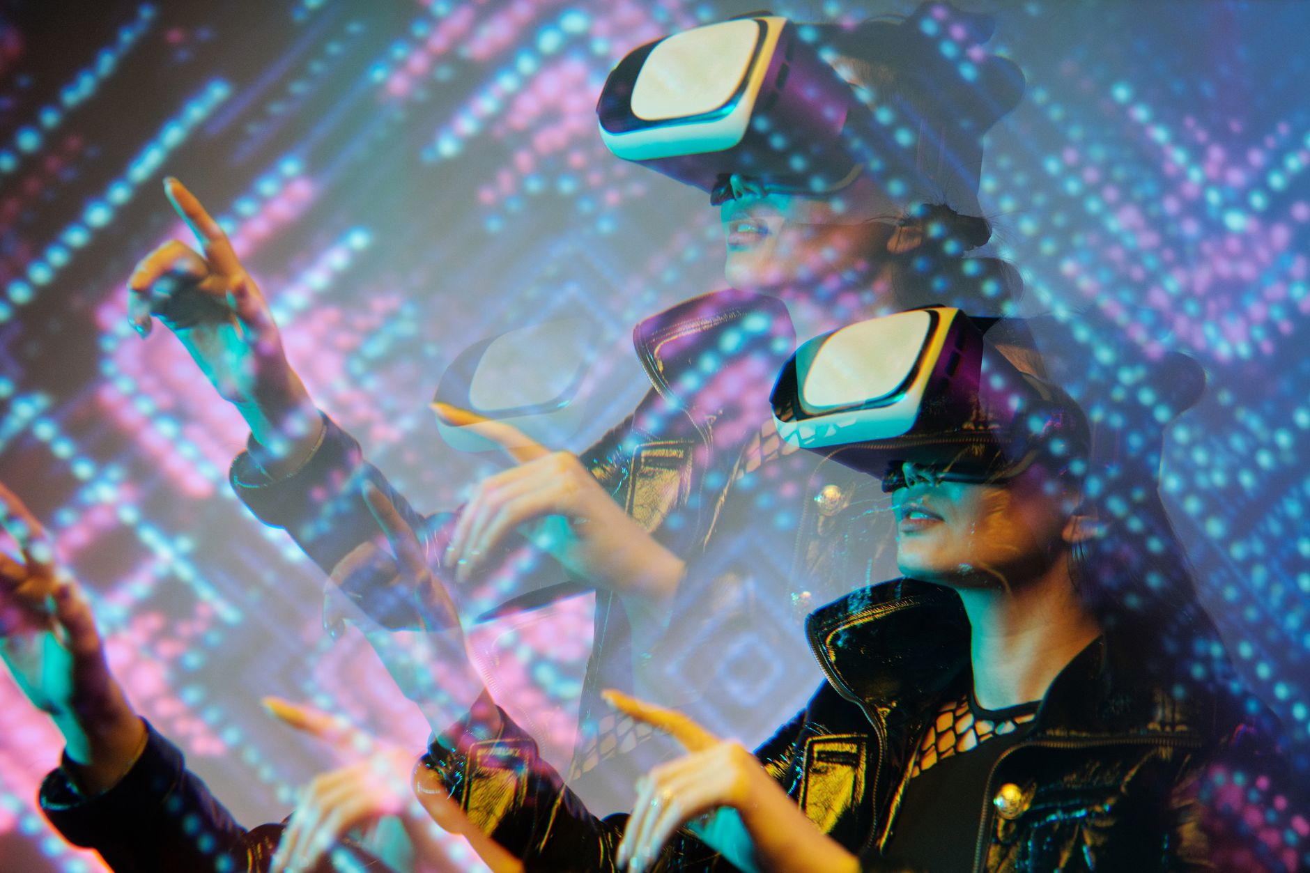 Abstract visualization of a digital simulated world with glowing grid structures